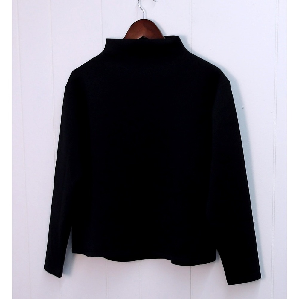 Black Mock Neck Long Sleeve Top Minimalist Modern Essential Size XS / #9082‎